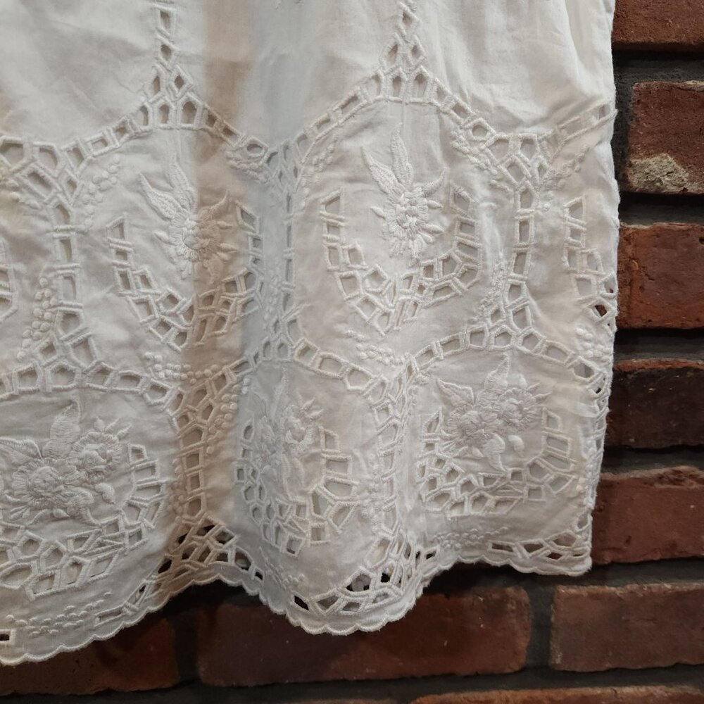 Theory Arella White Cap Sleeve Eyelet Midi Dress Cottagecore Feminine Women's 10 - Picture 3 of 6